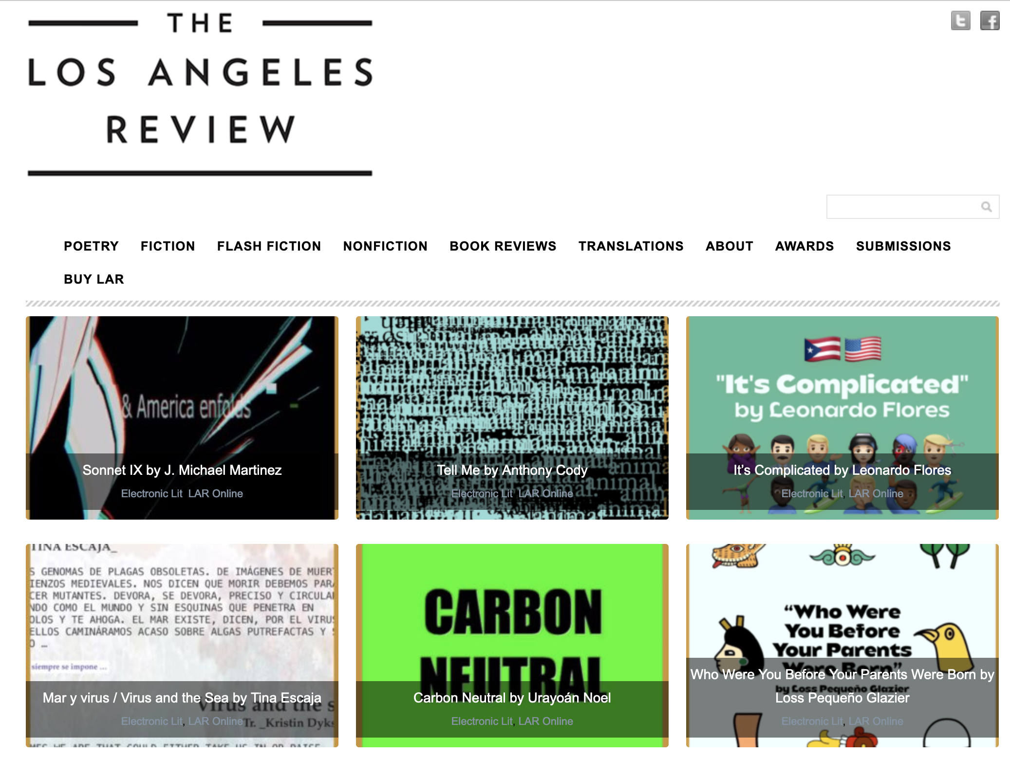 screenshot of this webpage: https://losangelesreview.org/category/poetry/electronic-lit/